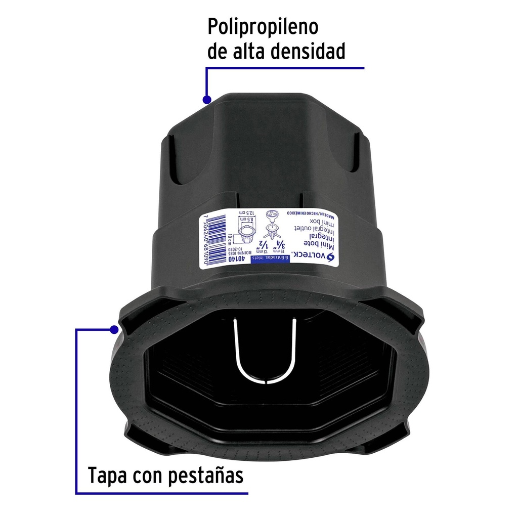 Mini bote integral 10 cm, aro interno de 8.5 cm, Volteck