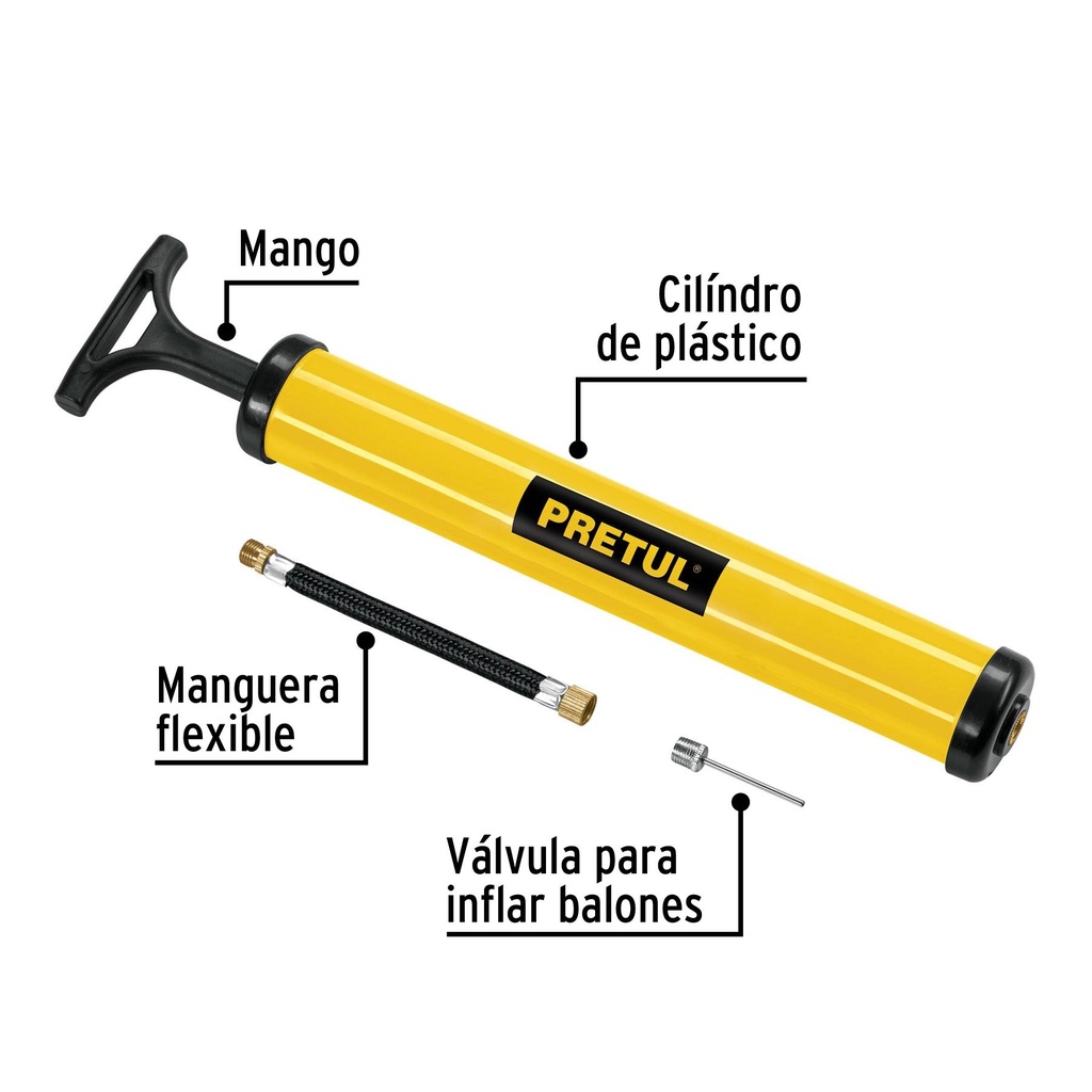 Mini bomba manual para inflar balones, 14.5 PSI, Pretul