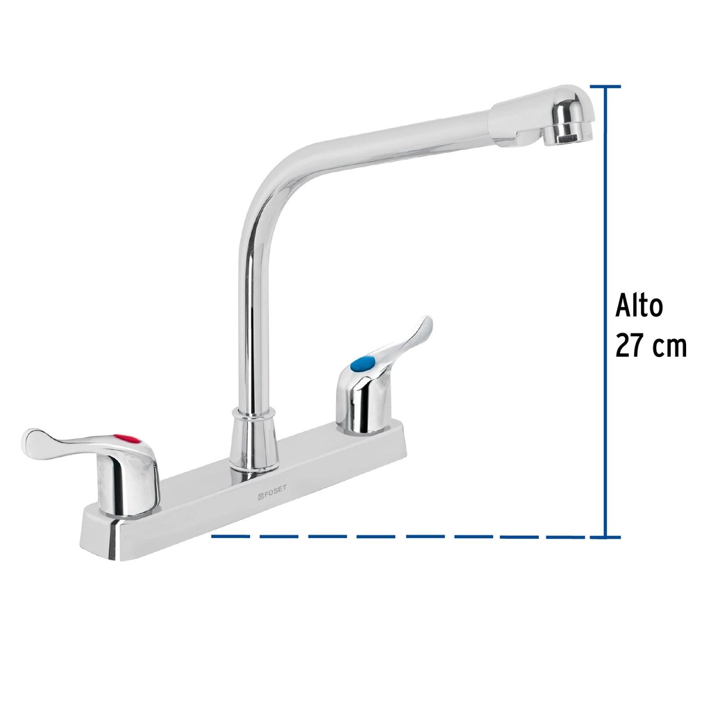 Mezcladora plástica 8' cuello cobra para fregadero, palanca