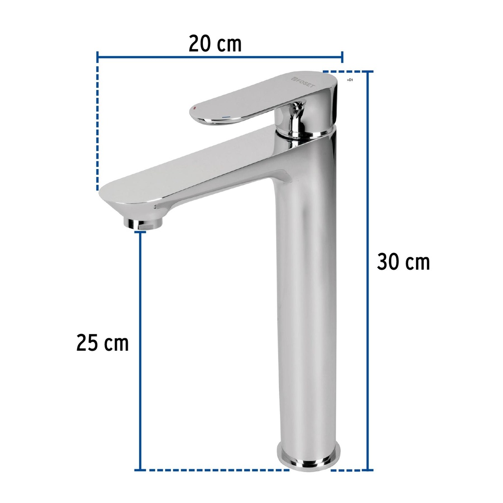 Monomando cromo cuello alto para lavabo, Foset Riviera