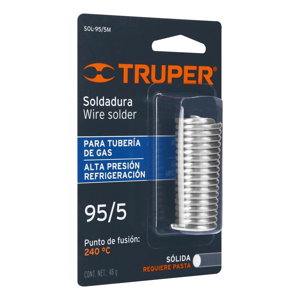 Mini soldadura sólida 95/5 para tubería de gas, 48 g