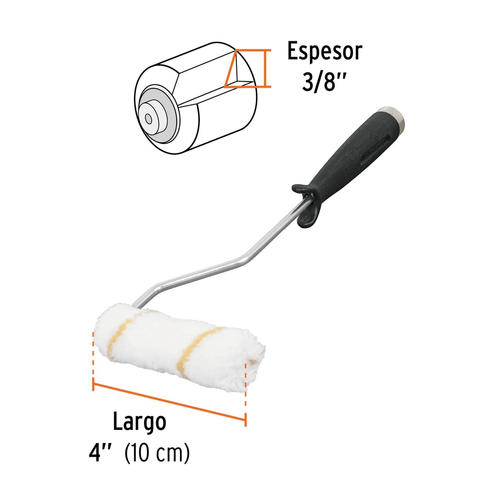 Mini rodillo para pintar 4' x 3/8' de poliéster, Truper