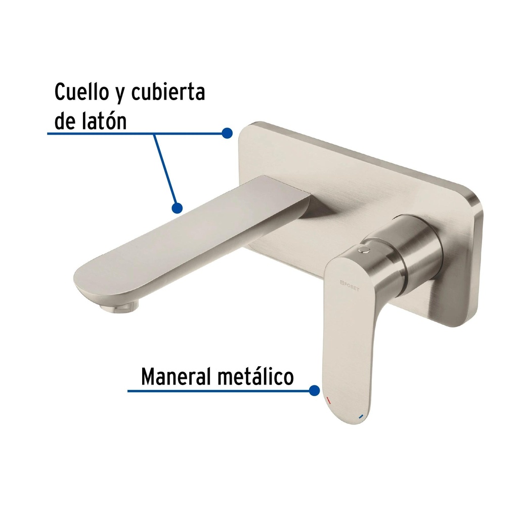 Monomando satín de pared para lavabo, Foset Riviera