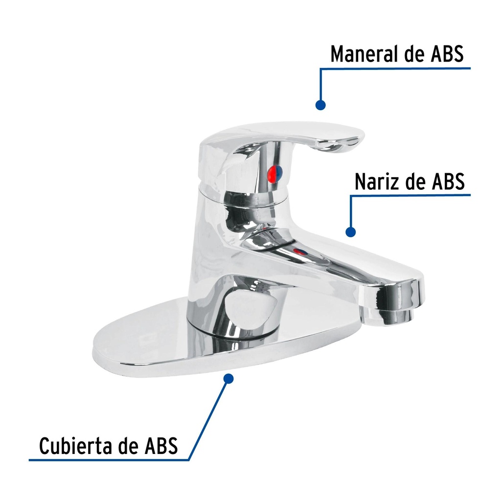 Monomando plástico para lavabo, nariz recta, Foset Basic