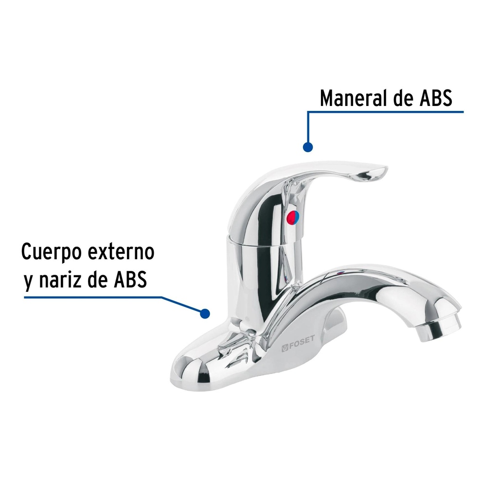 Monomando plástico para lavabo, nariz curva, Foset Basic