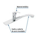 Monomando inox para fregadero, cuello recto, Foset Aqua