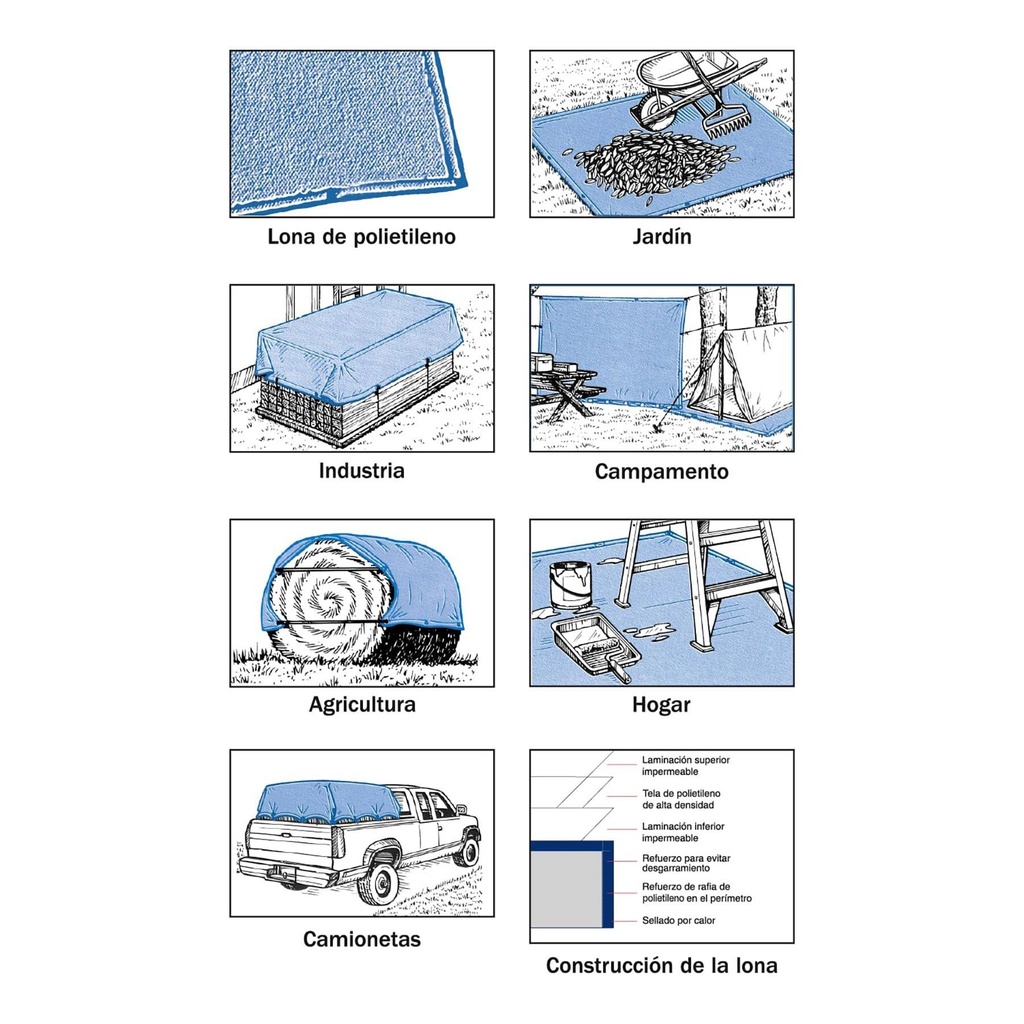 Lona 4.0 x 6.0 m, azul, Ultra