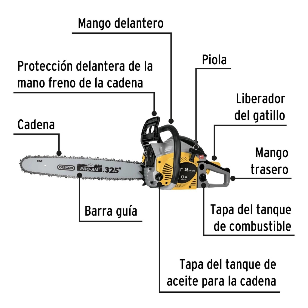 Motosierra 45 cc a gasolina con barra de 20', Pretul