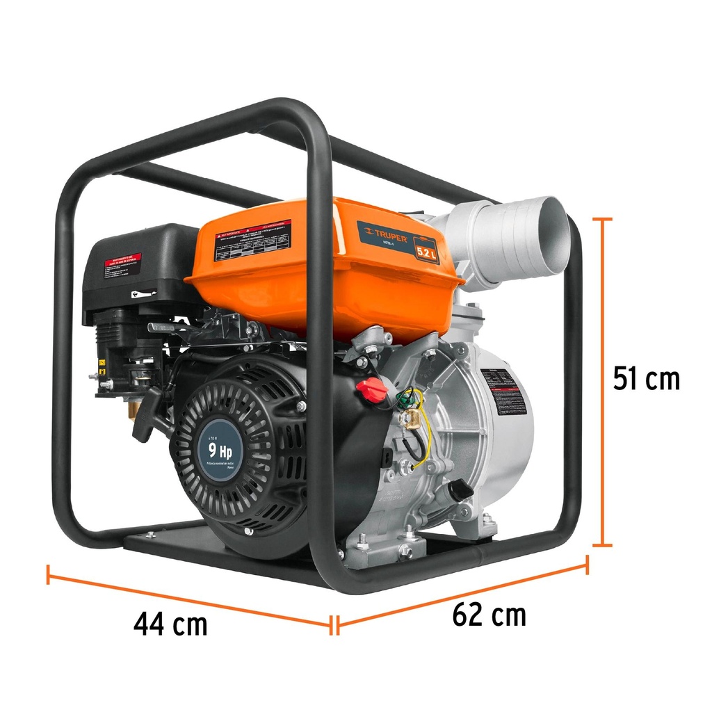 Motobomba autocebante 4' x 4' a gasolina 9 HP, Truper