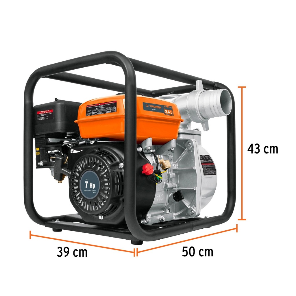 Motobomba autocebante 3' x 3' a gasolina 7 HP, Truper