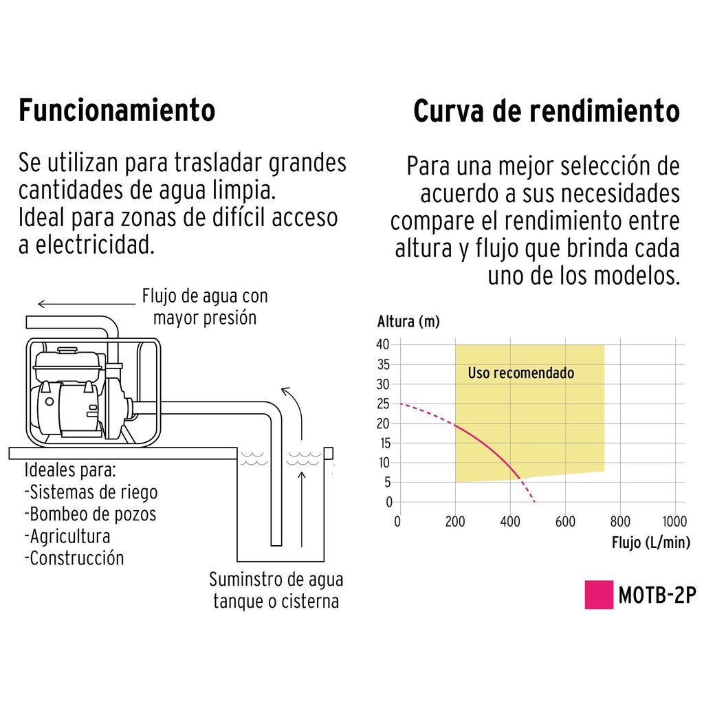 Motobomba autocebante 2' x 2' a gasolina 6-1/2 HP, Pretul