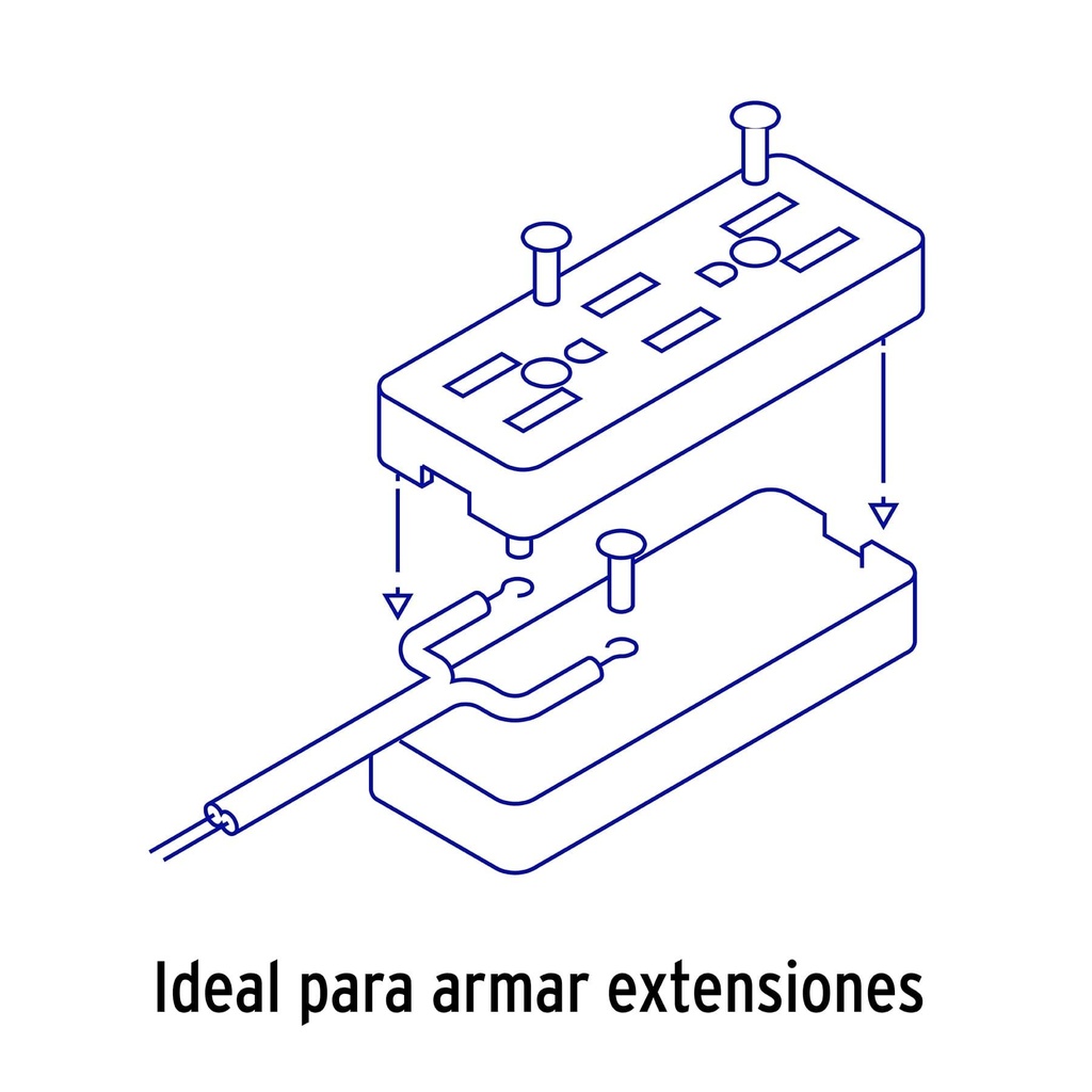 Multicontacto triple para extensión, 2 polos + tierra