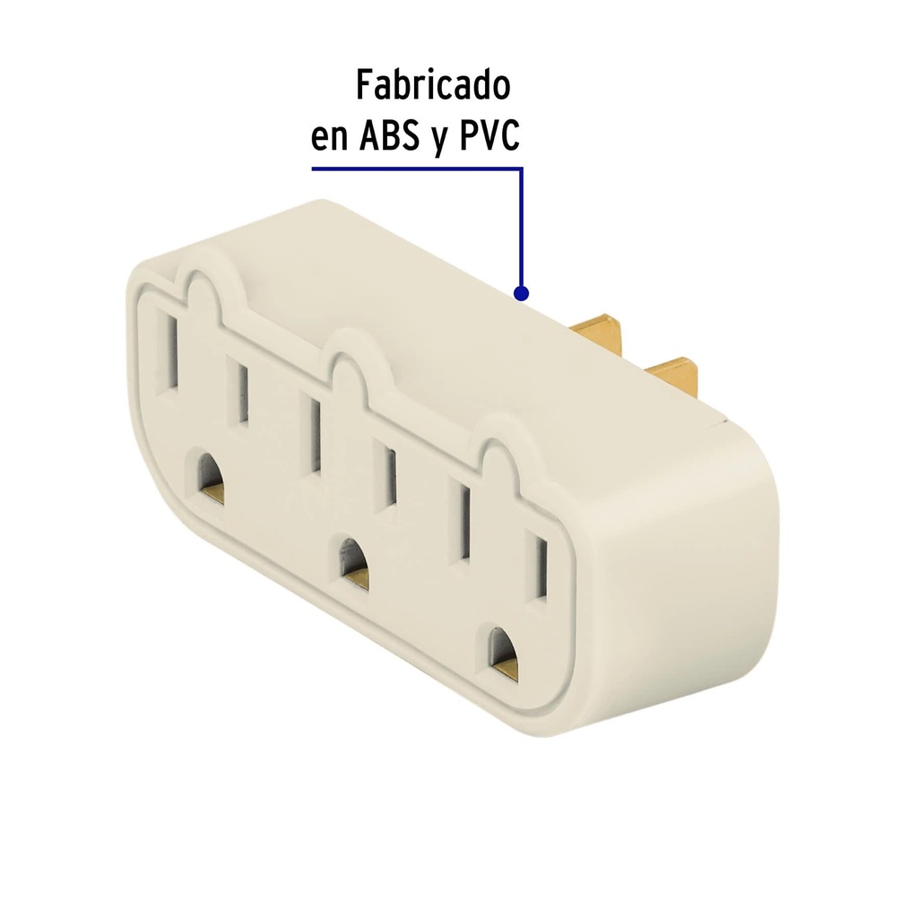 Multicontacto triple aterrizado, barra, Volteck