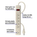 Multicontacto 16 AWG uso rudo con 6 entradas, Volteck