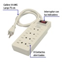 Multicontacto 14 AWG 8 entradas supresor de picos 110 joules