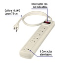 Multicontacto 14 AWG 6 entradas supresor de picos 450 joules