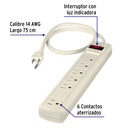 Multicontacto 14 AWG 6 entradas supresor de picos 270 joules