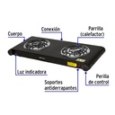 Parrilla eléctrica de doble resistencia, negra, Volteck