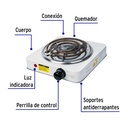 Parrilla eléctrica 1 quemador, cuadrada, Volteck Basic