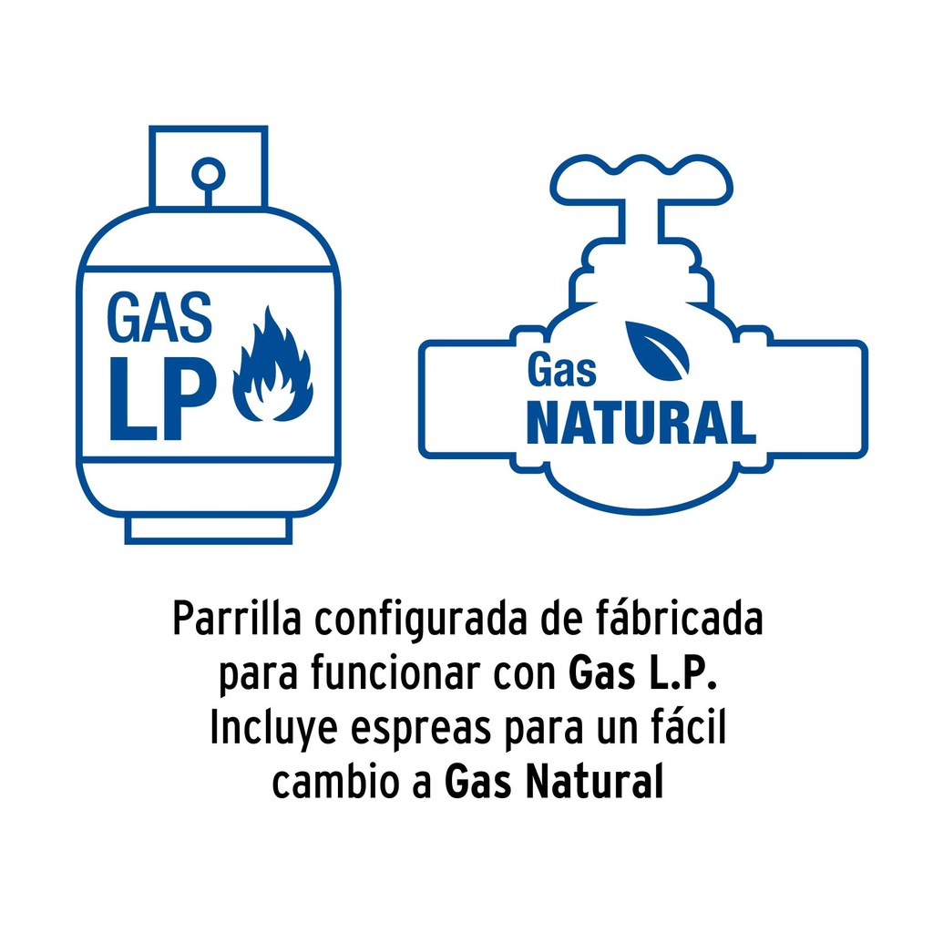 Parrilla de gas empotrable 5 quemadores, vidrio, Foset