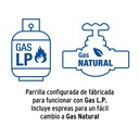 Parrilla de gas empotrable 5 quemadores, vidrio, Foset