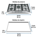 Parrilla de gas empotrable 5 quemadores, acero inox, Foset