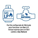 Parrilla de gas empotrable 5 quemadores, acero inox, Foset