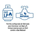 Parrilla de gas empotrable 4 quemadores, acero inox, Foset