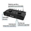 Parrilla de gas de sobreponer 2 quemadores, negra, Foset