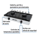 Parrilla de gas de sobreponer 2 quemadores, blanca, Foset