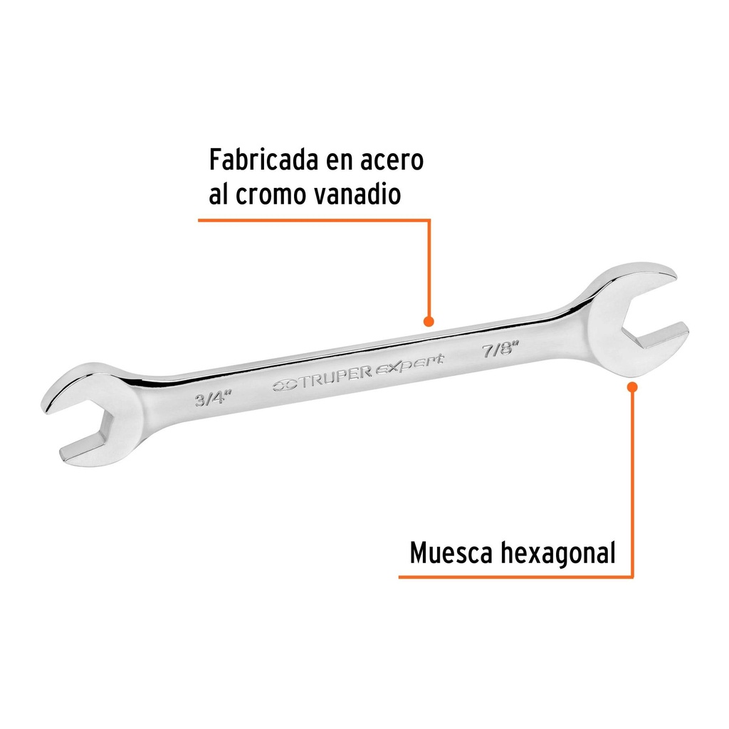 Llave española, 3/4 x 7/8' x 242 mm de largo, Truper Expert