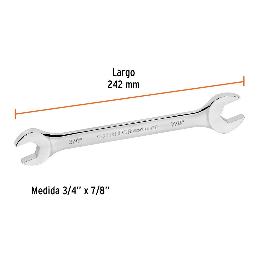 Llave española, 3/4 x 7/8' x 242 mm de largo, Truper Expert