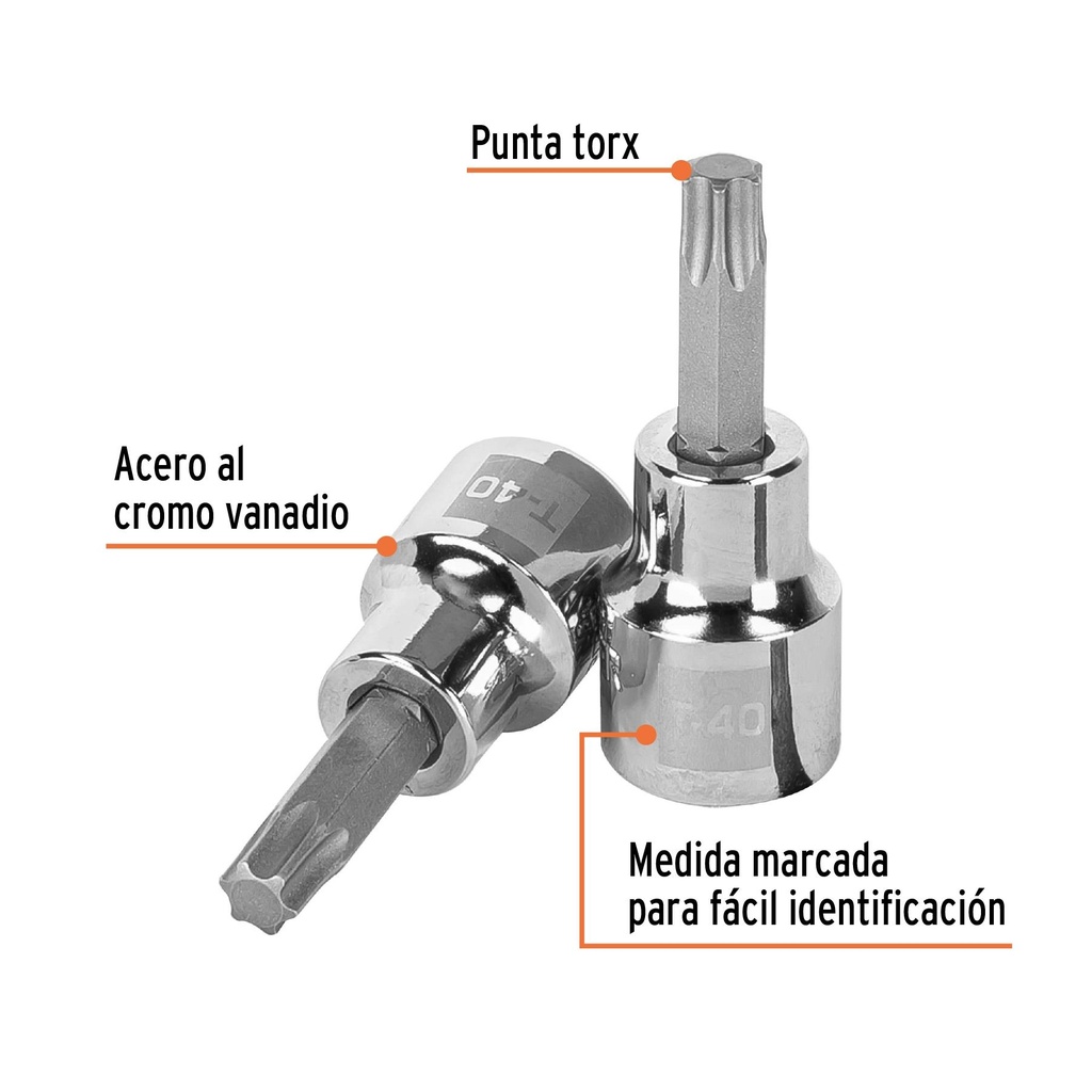 Dado punta torx T-40, cuadro 3/8', Truper