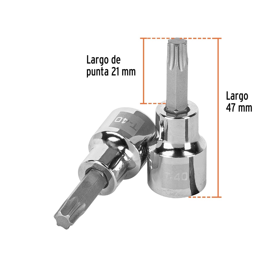 Dado punta torx T-40, cuadro 3/8', Truper