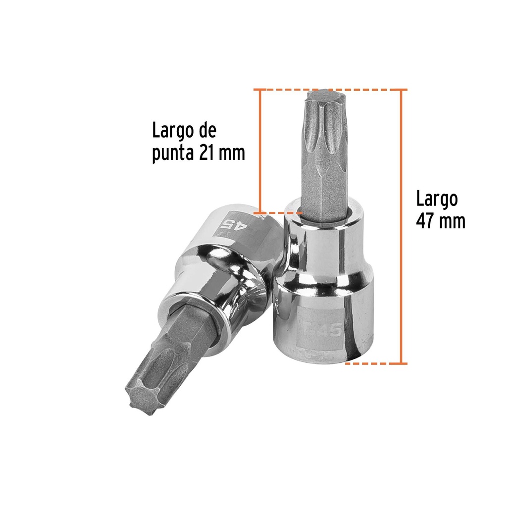 Dado punta torx T-45, cuadro 3/8', Truper