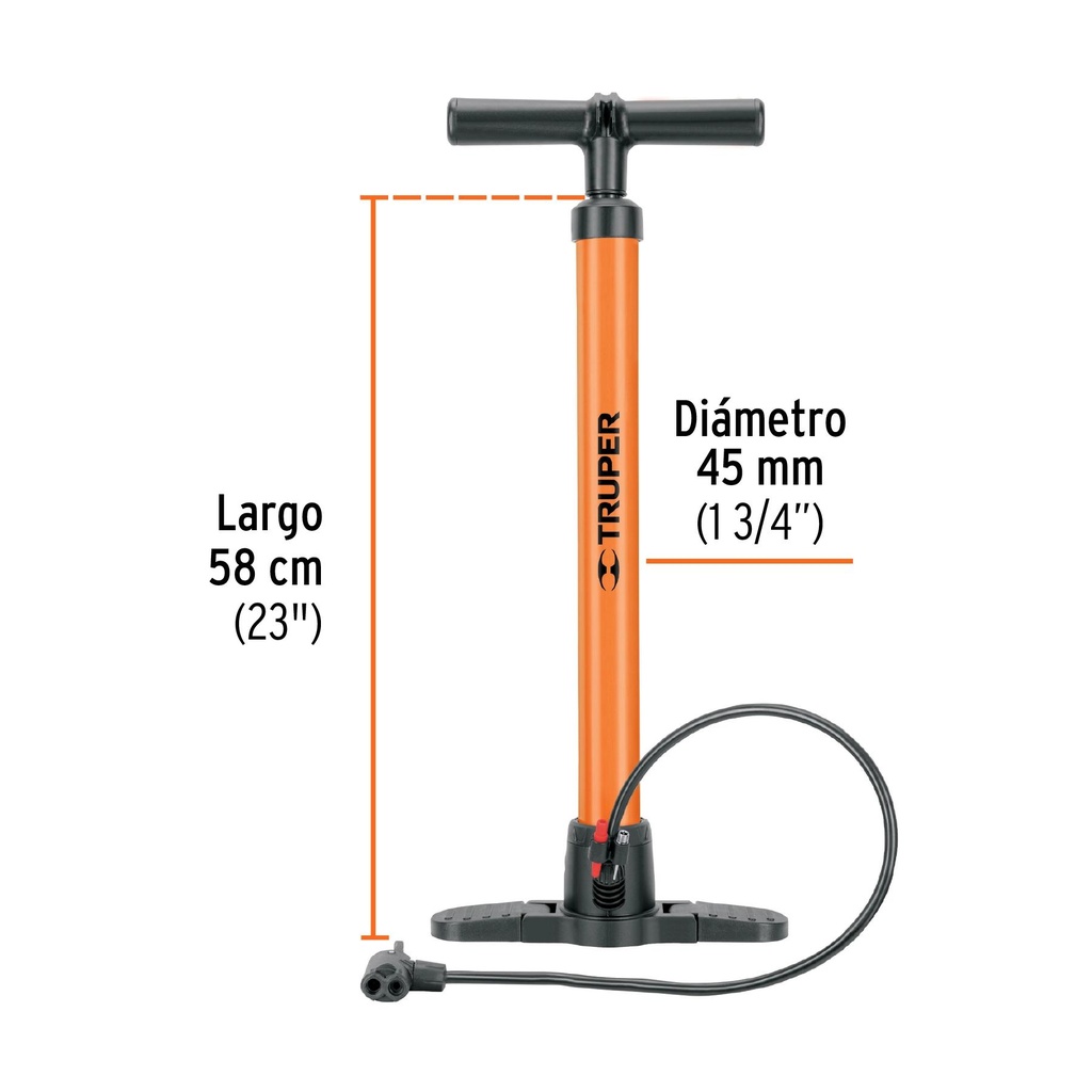 Bomba manual para inflar, 100 PSI, Truper