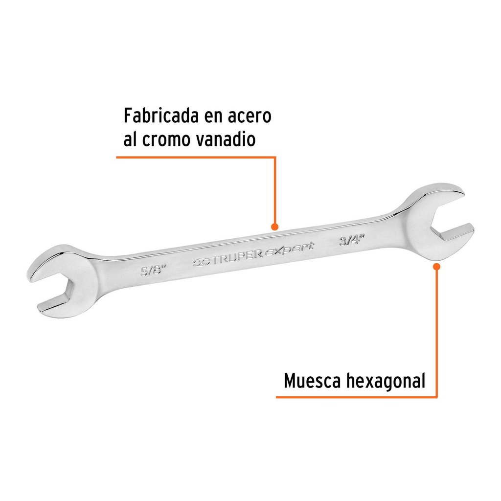 Llave española, 5/8 x 3/4' x 220 mm de largo, Truper Expert