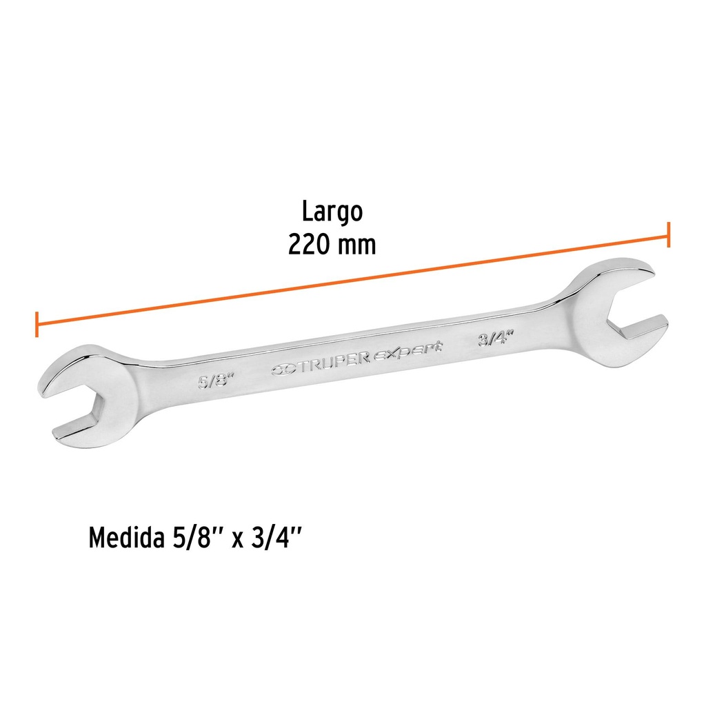 Llave española, 5/8 x 3/4' x 220 mm de largo, Truper Expert