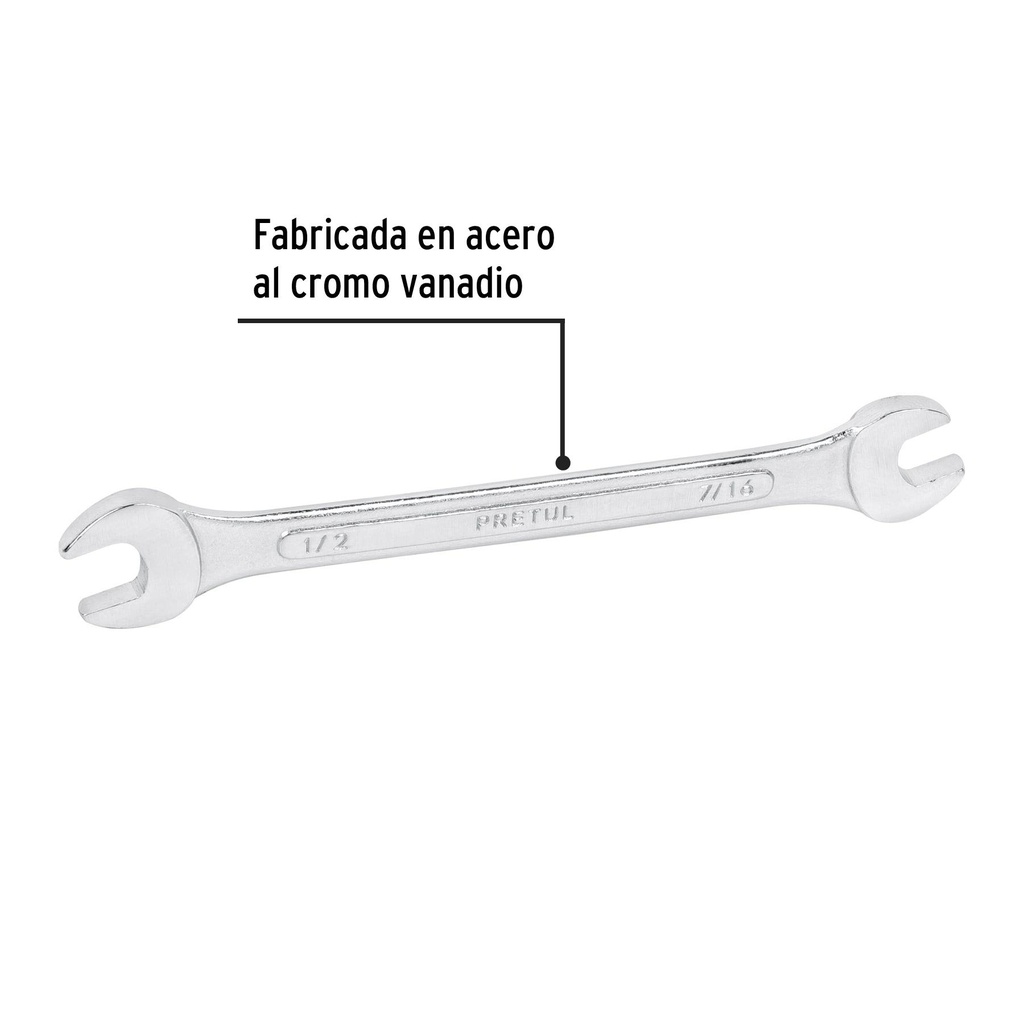 Llave española, 7/16 x 1/2' x 172 mm de largo, Pretul