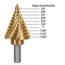 Broca escalonada titanio 10 escalones 1/4' a 1-3/8', Expert