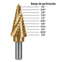 Broca escalonada titanio 11 escalones 1/4' a 7/8', Expert