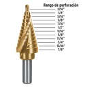 Broca escalonada titanio 12 escalones 3/16' a 7/8', Expert