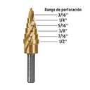 Broca escalonada titanio 6 escalones 3/16' a 1/2', Expert