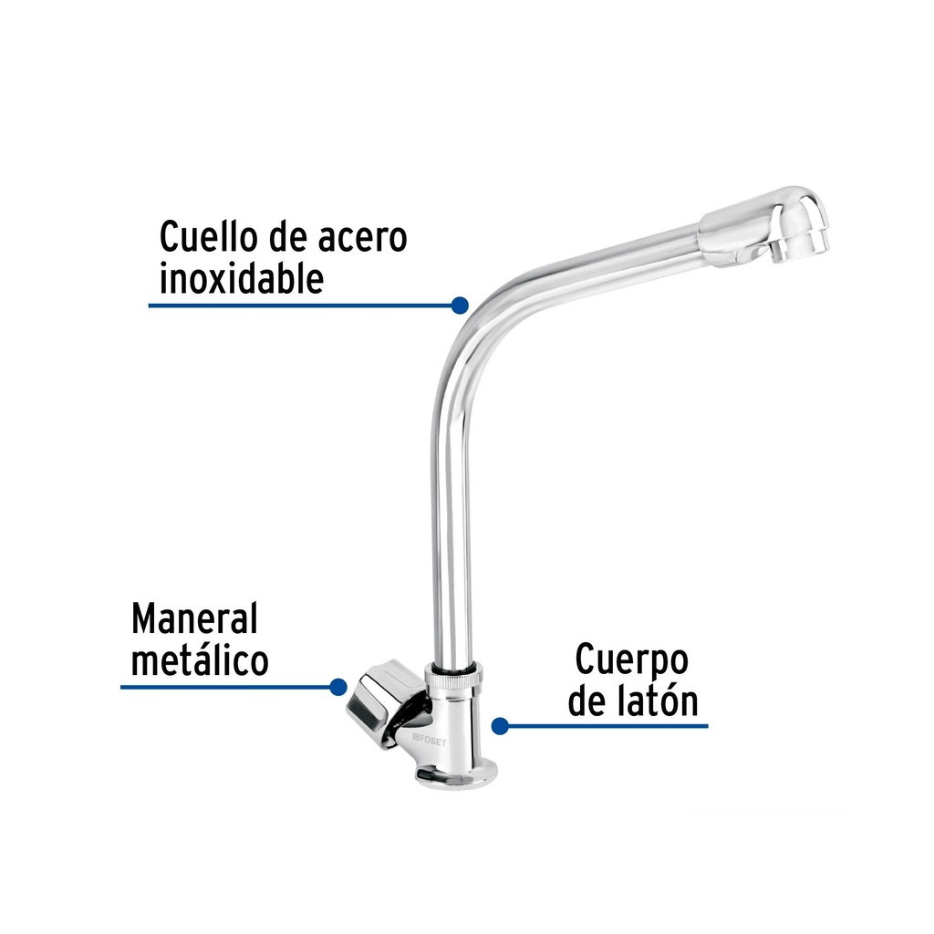 Llave individual para fregadero, cuello cobra, Foset Basic