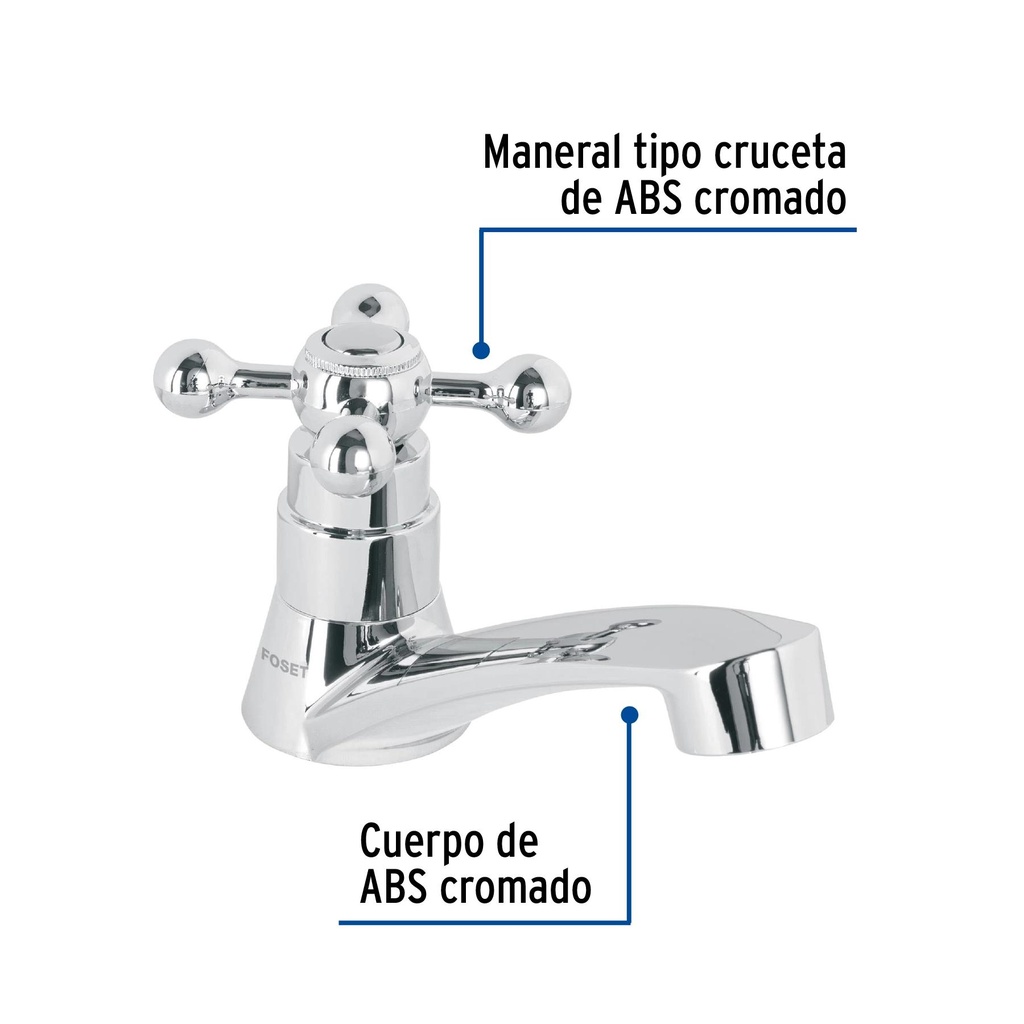 Llave individual para lavabo, ABS, maneral cruceta, Basic