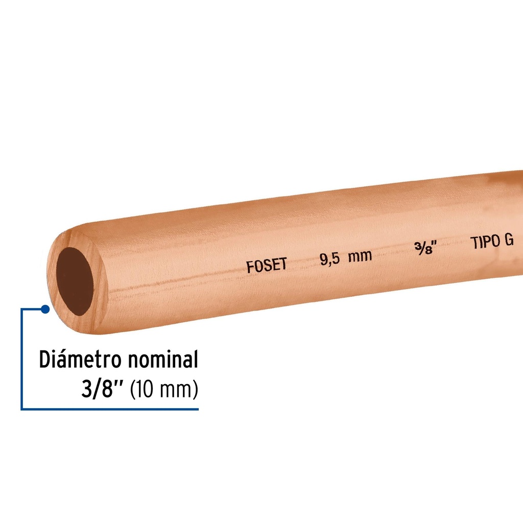 Rollo de 15 m de tubo flexible de cobre de 3/8', Foset