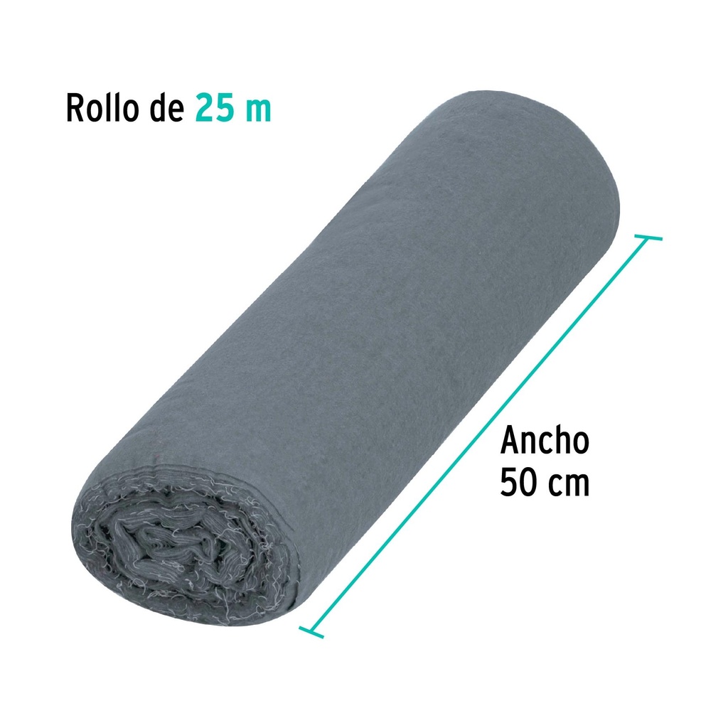 Rollo de 25 m de franela gris de algodón, Klintek