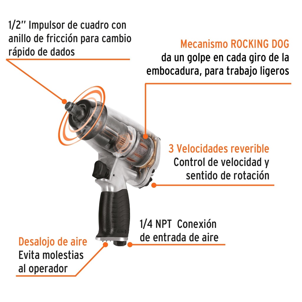 Llave neumática de impacto 1/2', Truper