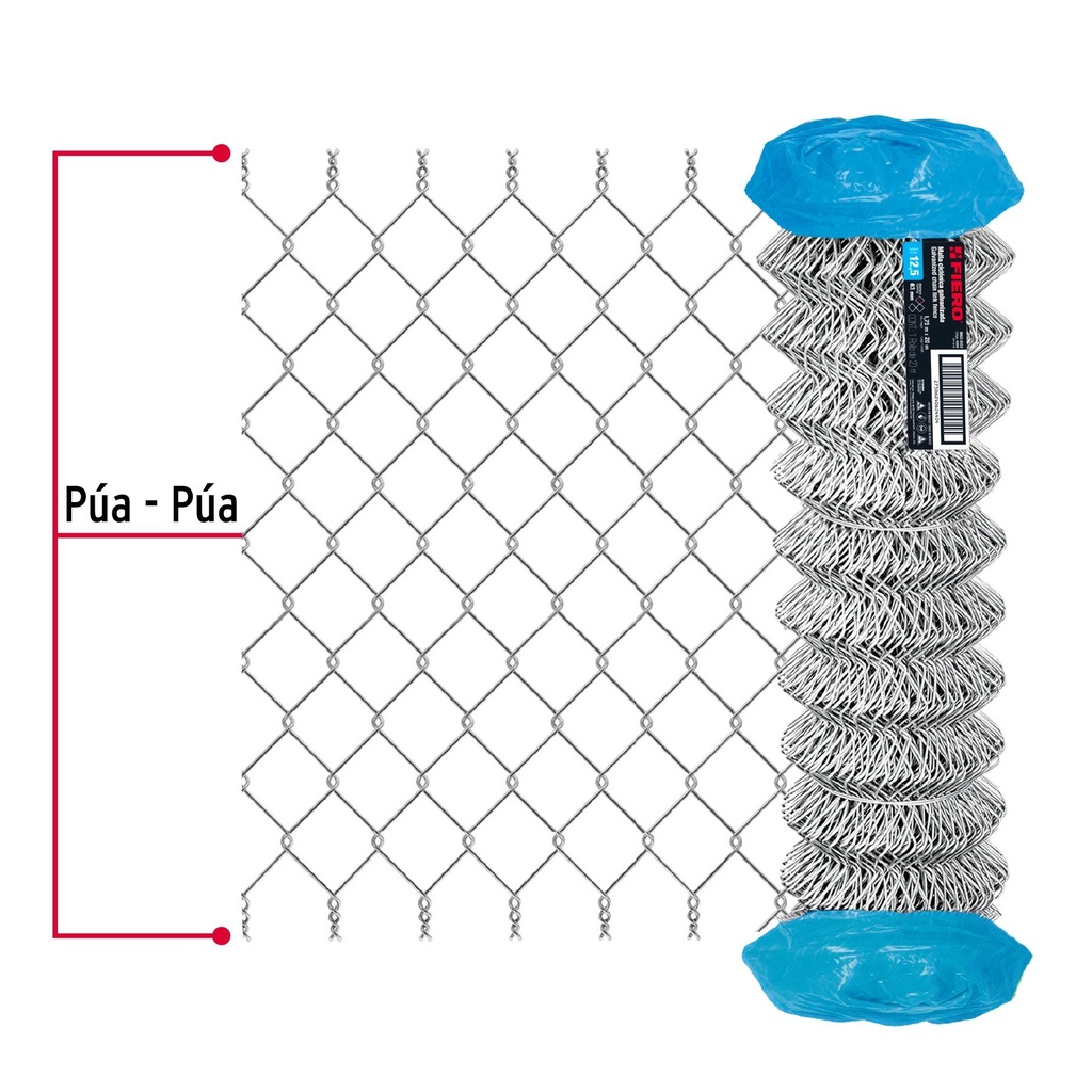 Rollo 20m x 1.75m malla ciclónica calibre 12.5 abertura 63mm