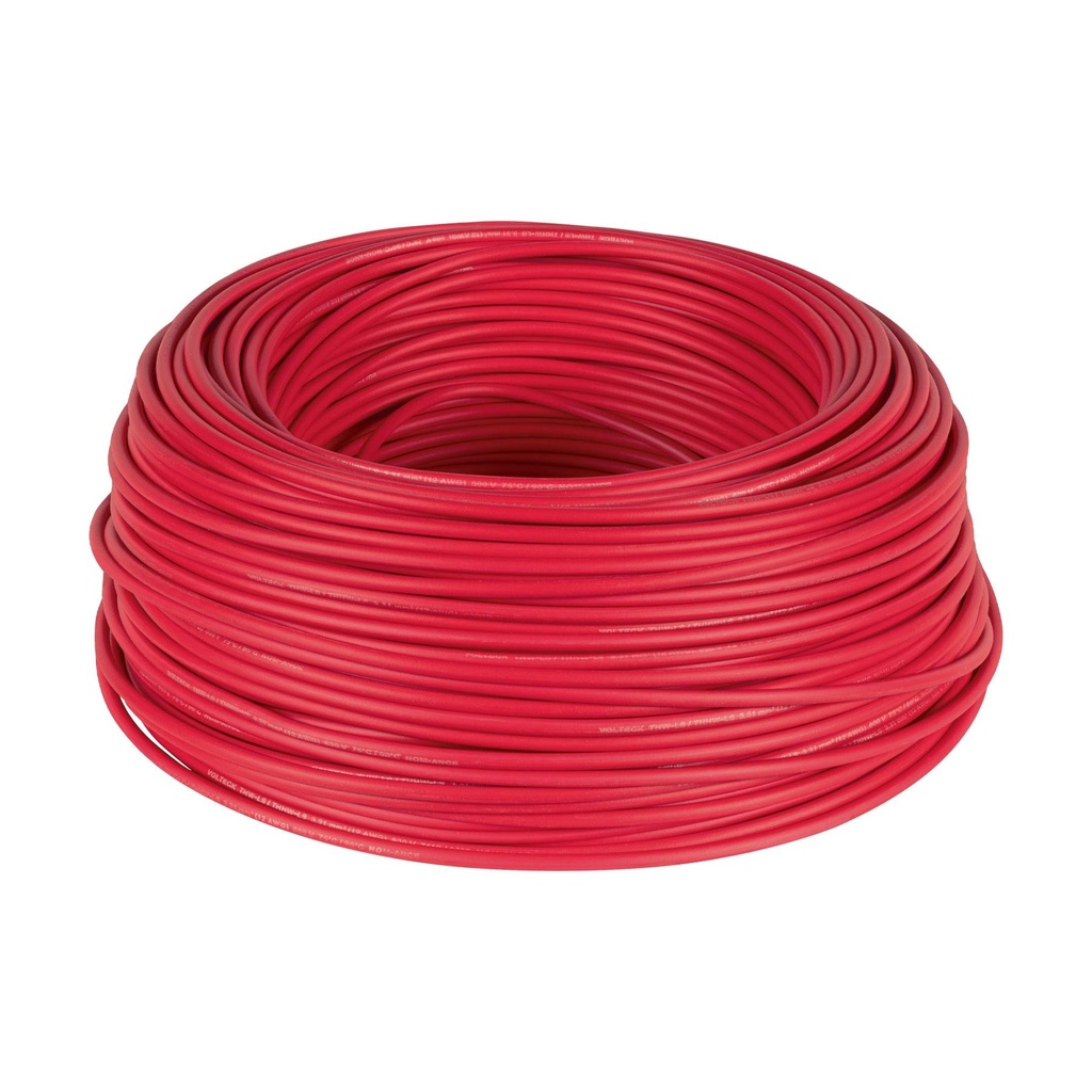 Rollo de 100 m de cable THHW-LS 12 AWG rojo, Volteck